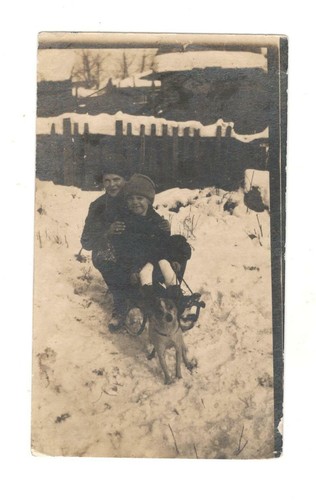 Foto epoca bambini slitta - foto, d'epoca